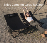 Camping Folding Recliner Chair with Cotton Pillow Black Camp Furniture - Tophatter Daily Deals