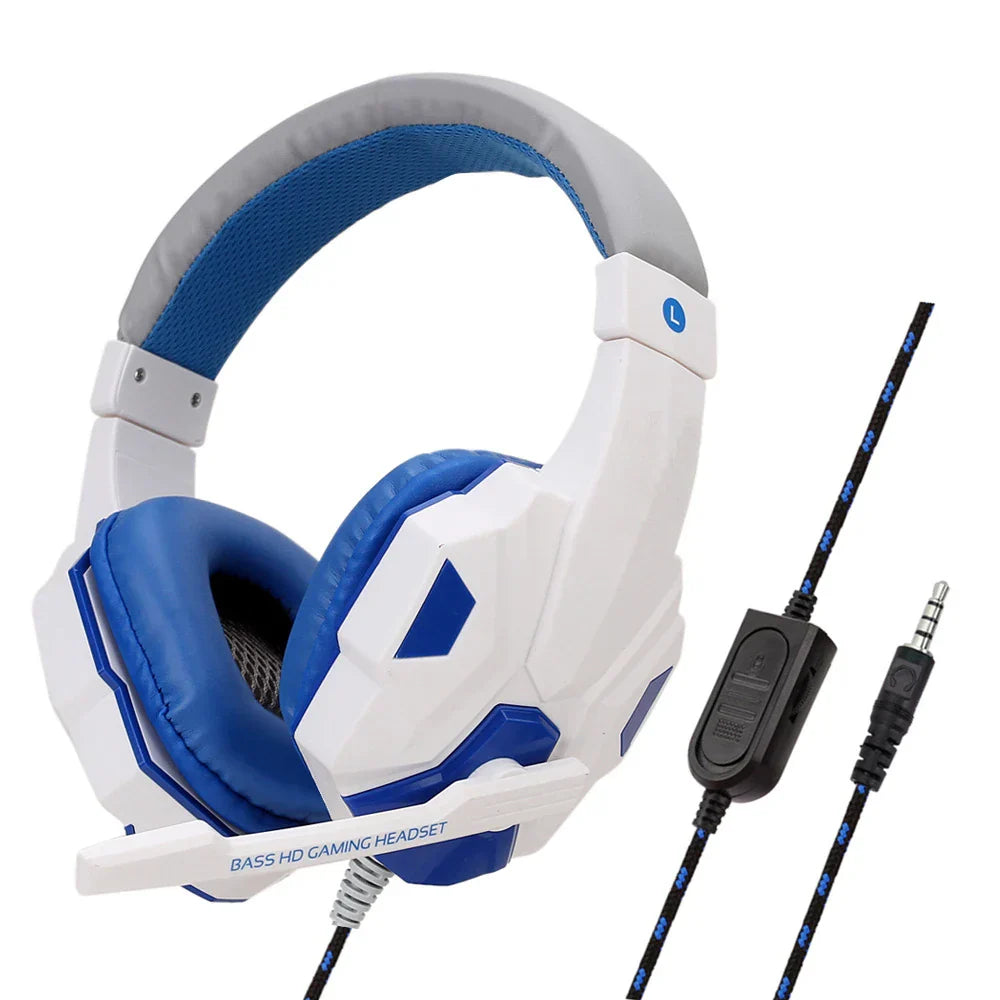 Gaming Headset Wired Noise Cancelling Microphone Adjustable White - Tophatter Daily Deals