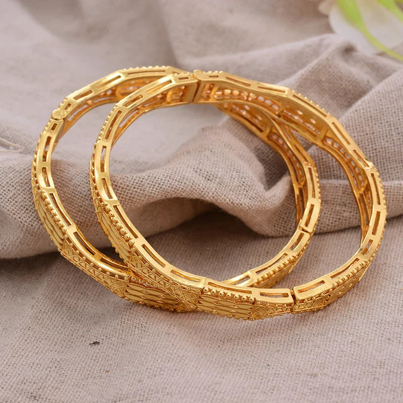 Gold Plated Bangles Luxury Arabic Wedding Bracelet - Tophatter Daily Deals