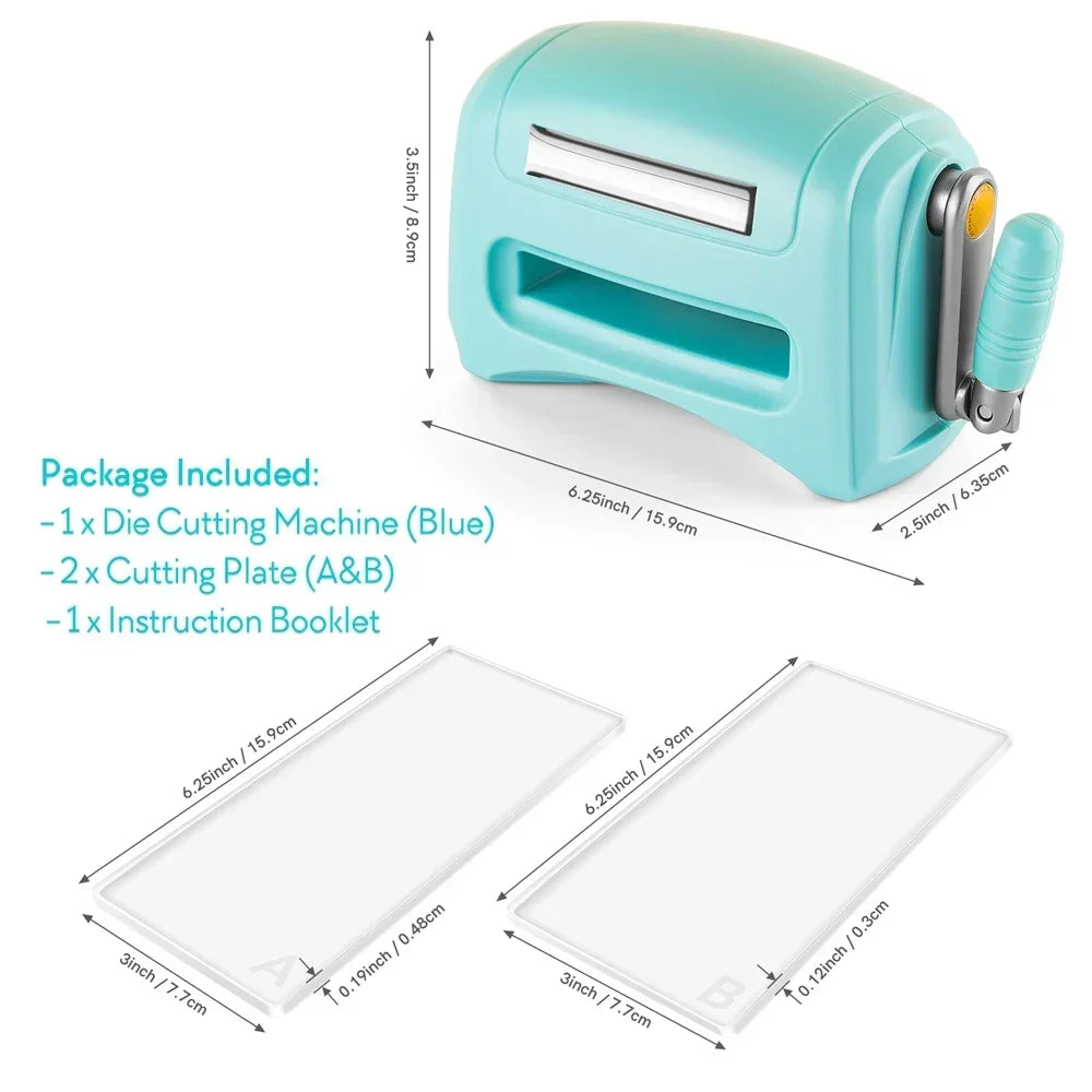 Die Cutting Machine Mini Manual Hand Crank Craft Tool Blue Color - Tophatter Daily Deals