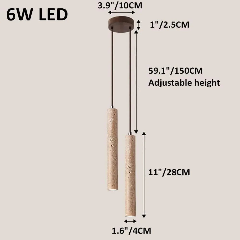 Japandi LED Pendant Lamp Wood Tube Japan Style Bedroom Light 2 - Tophatter Daily Deals