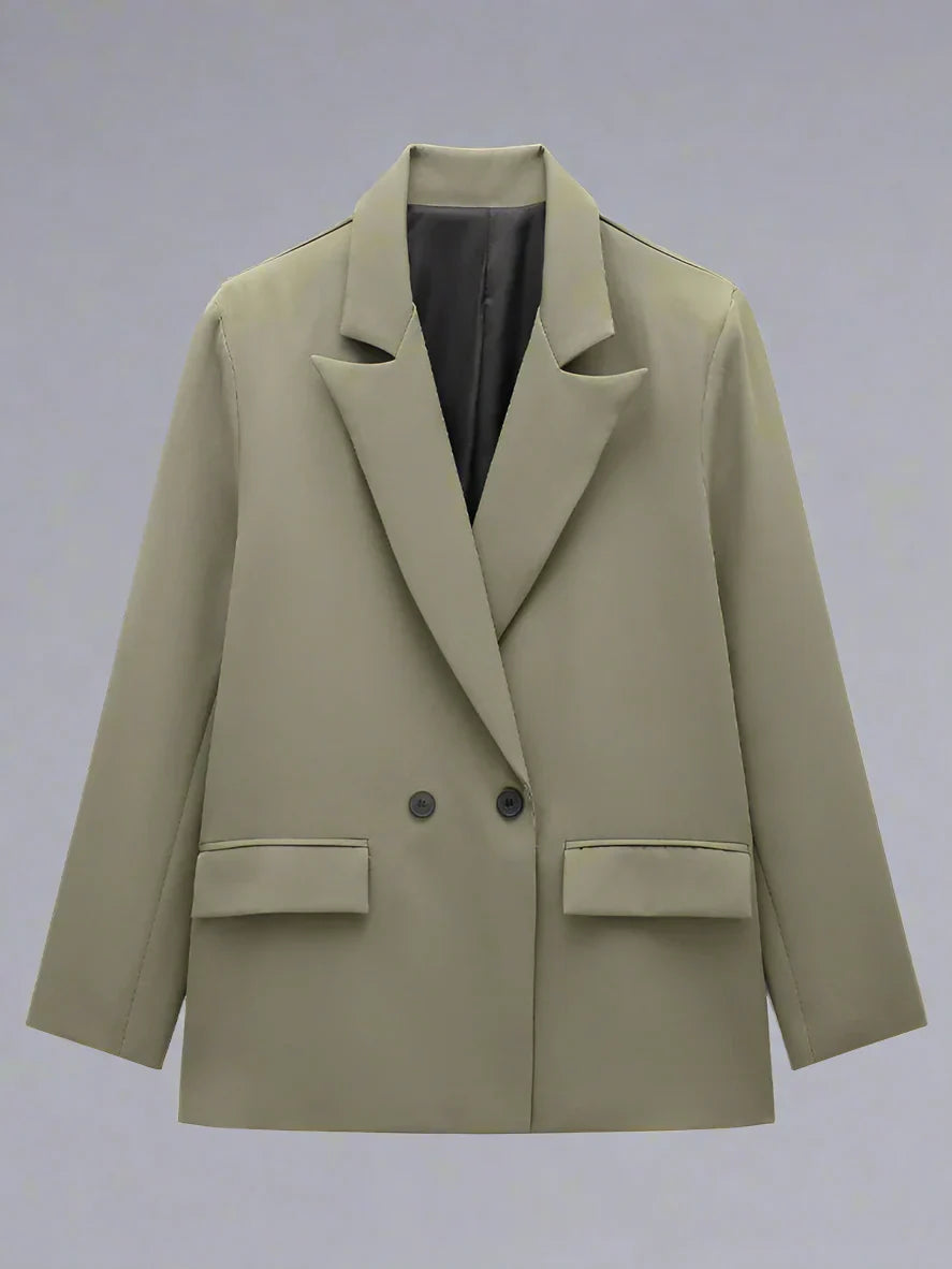 Womens Double Breasted Blazer with Pockets (Dark Green) Apparel & Accessories > Clothing > Outerwear > Coats & Jackets - Tophatter Daily Deals