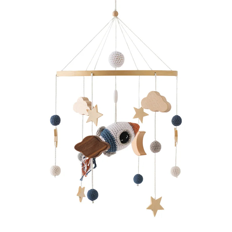 Hot Air Balloon Crib Mobile Newborn Sensory Toys Soothing Rocket - Tophatter Daily Deals