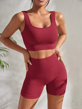 Women's Seamless Ribbed Yoga Set Red United States Fitness & Exercise - Tophatter Daily Deals