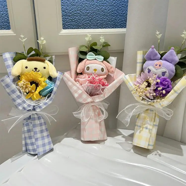Sanrio Plush Bouquet Hello Kitty Kuromi Cinnamoroll My Melody Flowers - Tophatter Daily Deals