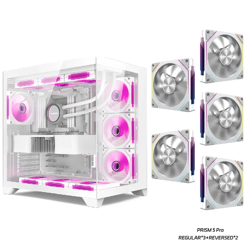 Gaming PC Case Dreamland Pro ATX Dual Glass 360mm Chassis White Chassis 5Prox5 - Tophatter Daily Deals