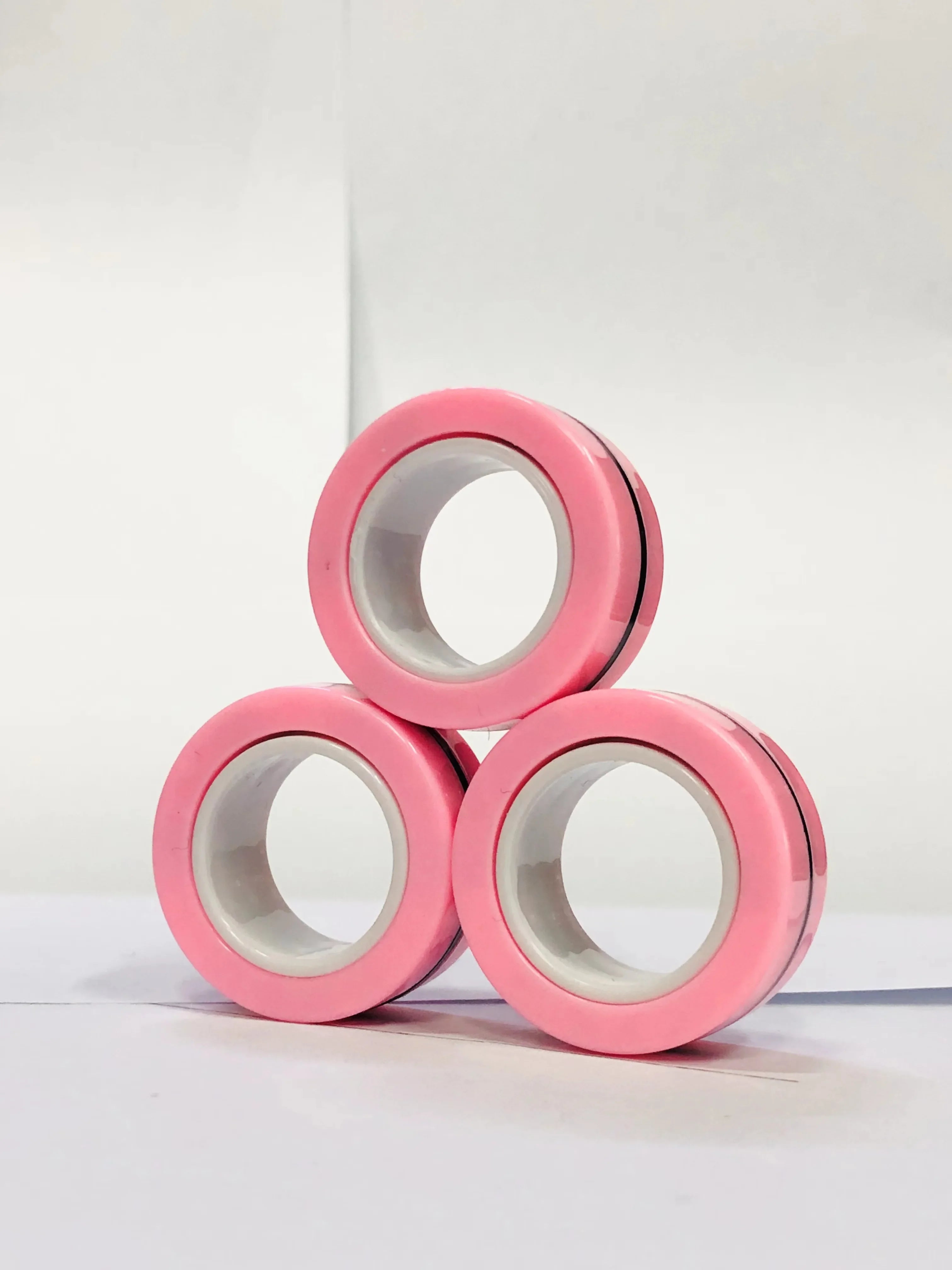 Magnetic Fidget Rings Set 3Pcs Stress Relief Spinner Pink - Tophatter Daily Deals