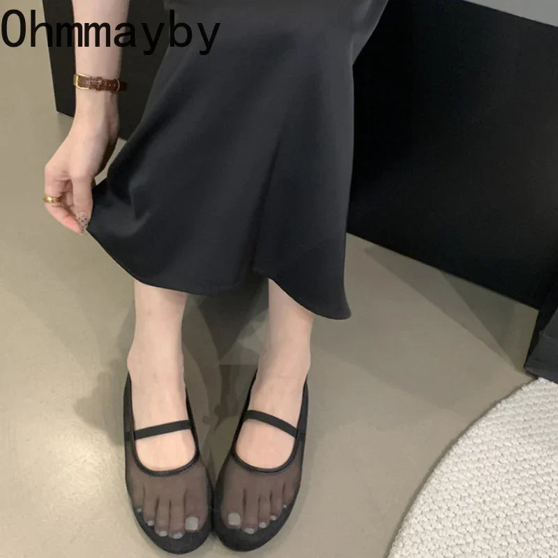 Lightweight Women’s Mary Jane Flats - Shallow Mesh, Casual - Tophatter Daily Deals
