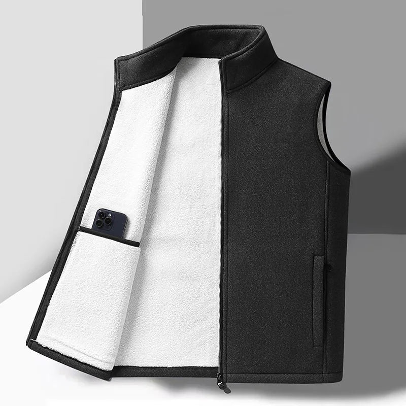 Warm Mens Fleece Vest - Sleeveless, Lamb Fleece, Winter - Tophatter Daily Deals