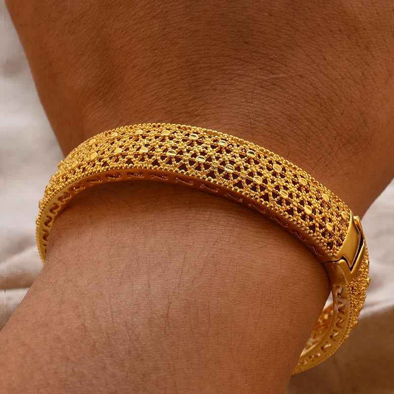 Gold Plated Bangles Luxury Arabic Wedding Bracelet - Tophatter Daily Deals