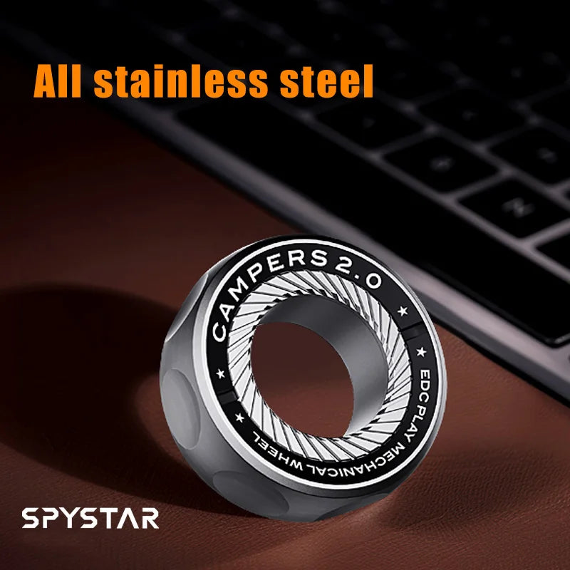 Magnetic Ratchet Fidget Ring Stainless Steel EDC Gift Silver-A - Tophatter Daily Deals