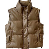 Warm Women’s PU Leather Vest - Padded Short, For Winter - Tophatter Daily Deals