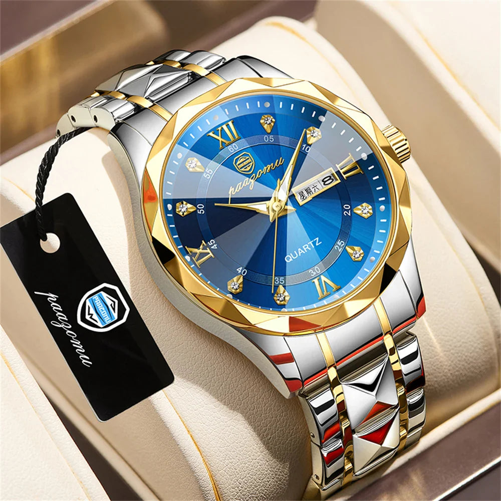 Quartz Stainless Steel Dress Watch Waterproof Glow Dial - Tophatter Daily Deals