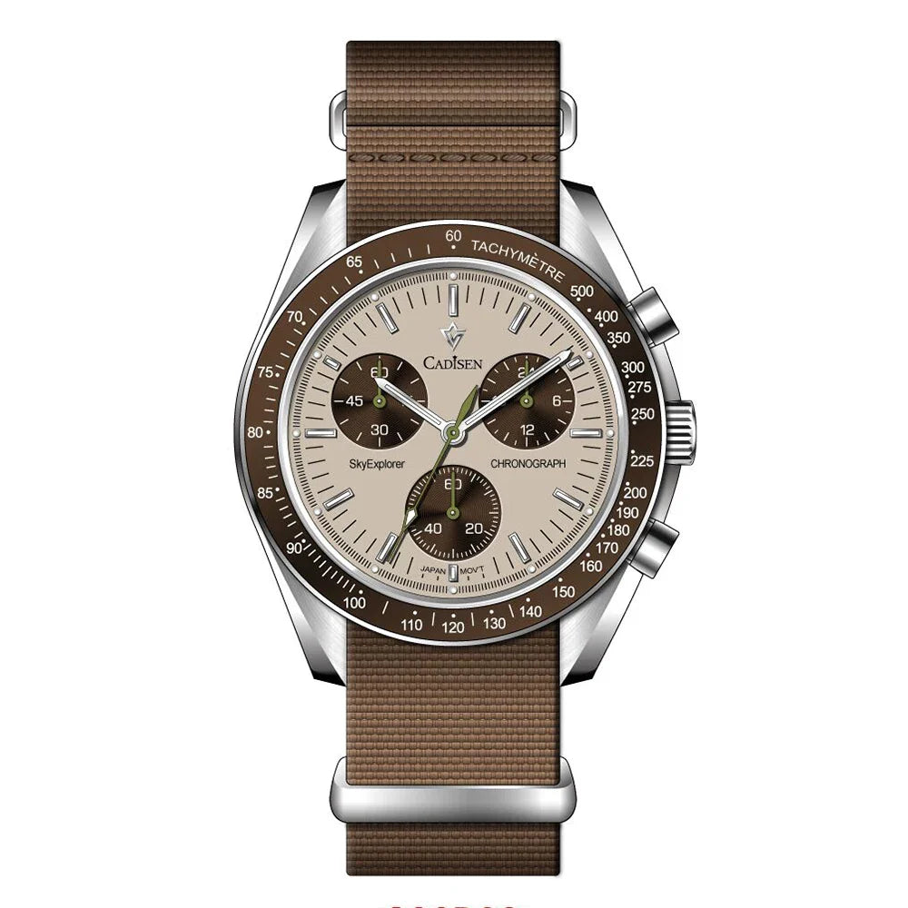 Quartz Chronograph Canvas Watch With Sapphire Crystal Brown - Tophatter Daily Deals