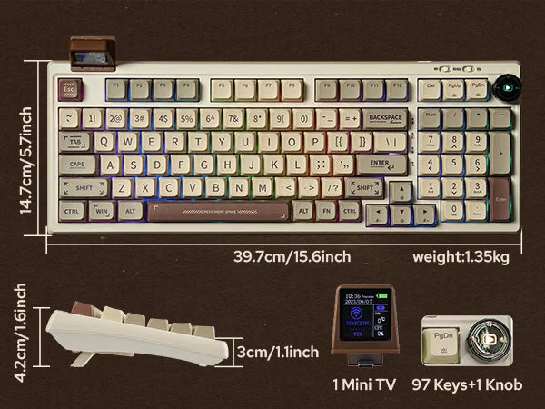Mechanical Keyboard 97Key 95 Percent Gasket Mini Display - Tophatter Daily Deals