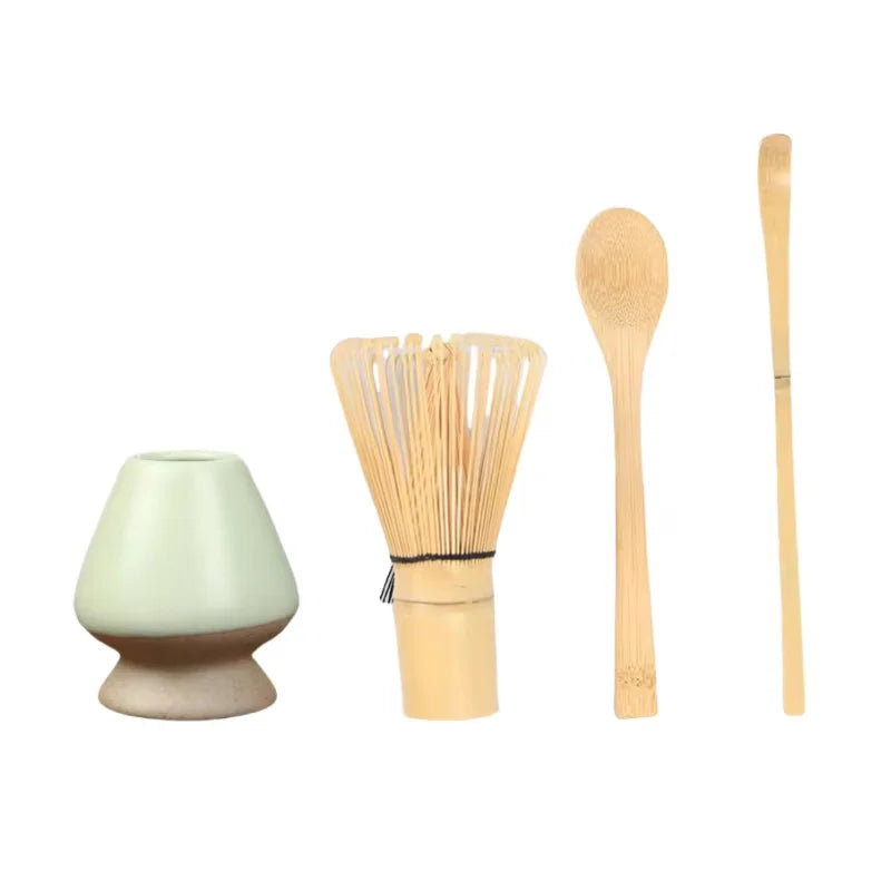 Matcha Whisk Bamboo Tea Set With Stand Spoon Handmade Cyan - Tophatter Daily Deals