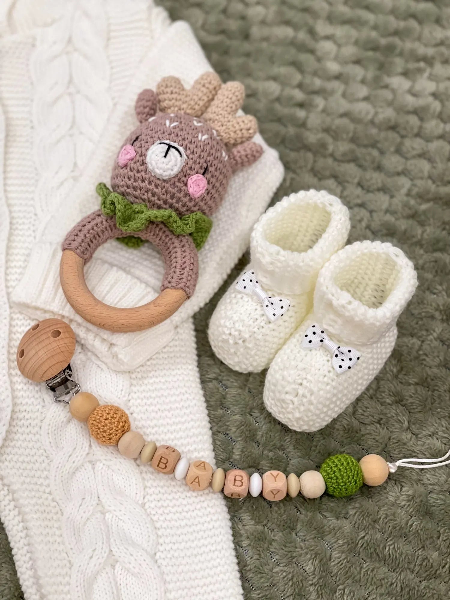 Wooden Crochet Animal Teether Rattle Newborn Sensory Toys - Tophatter Daily Deals