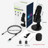 USB Condenser Microphone Desktop Mic For Streaming Podcast Black - Tophatter Daily Deals