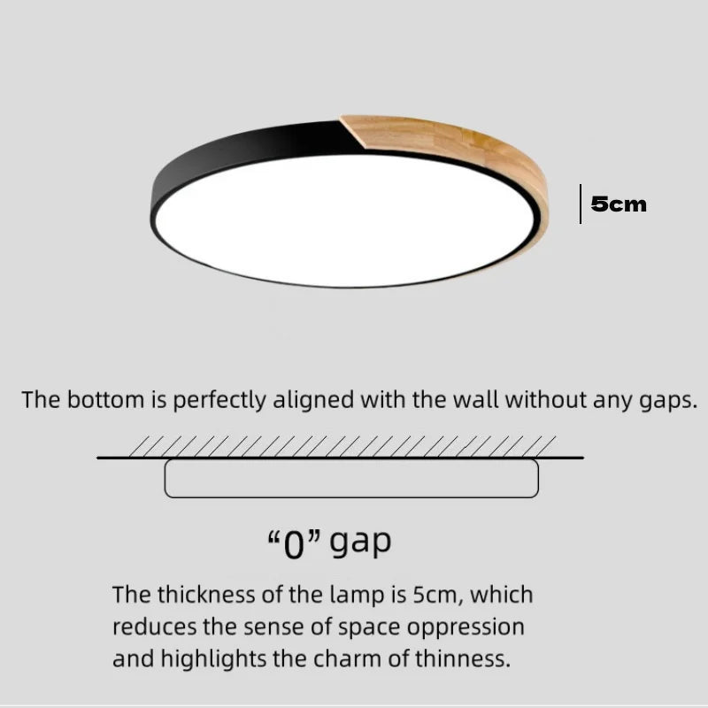 Japandi Led Ceiling Light Nordic Wood Modern Soft Glow Diffuser - Tophatter Daily Deals