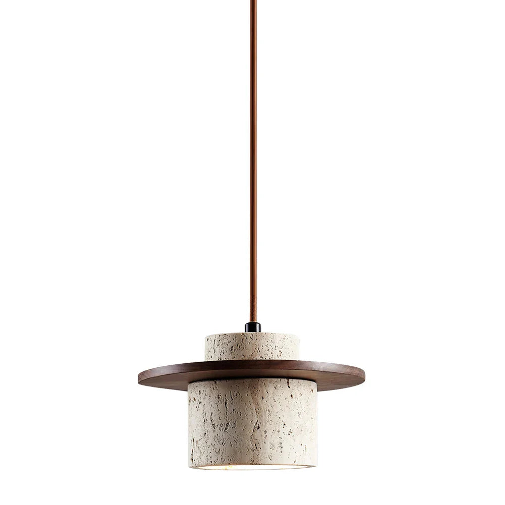 Japandi Japanese Pendant Light Wood And Travertine Bedside Lamp Eb - Tophatter Daily Deals