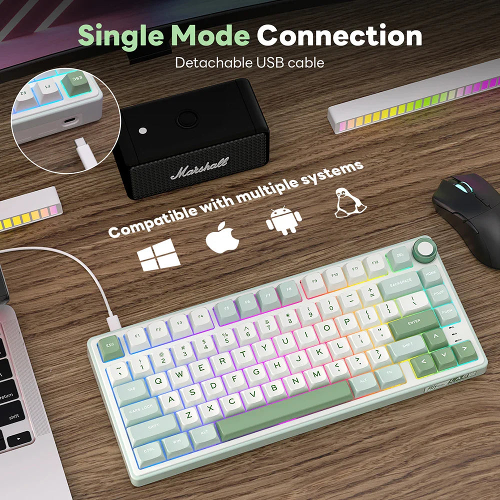 Mechanical Keyboard R75 Gasket 80Key RGB Hot Swap Spanish - Tophatter Daily Deals