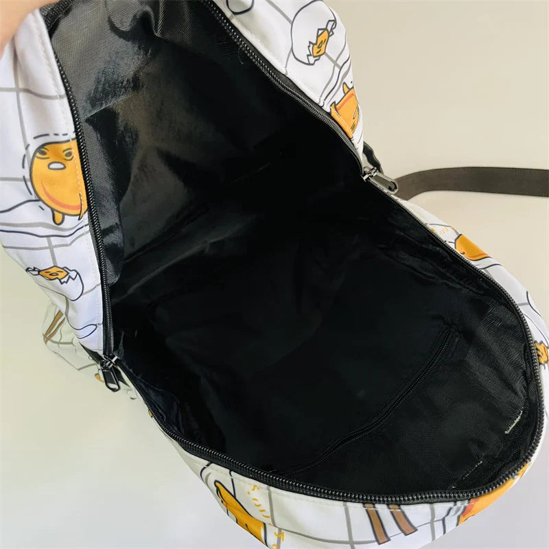 Sanrio Gudetama White Backpack Rucksack Schoolbags Travel Lazy Egg Food - Tophatter Daily Deals