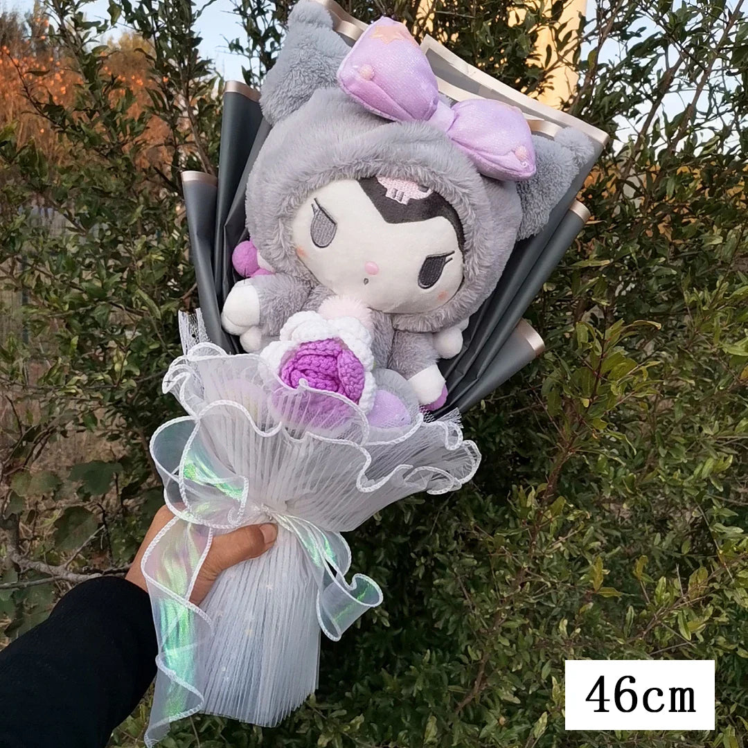 Sanrio Kuromi My Melody Hello Kitty Cinnamoroll Plush Bouquet Kuromi (Black x Purple) Flowers - Tophatter Daily Deals