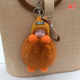 Pompom Sleeping Baby Keychain Plush Bag Charm Cute Gift A7 - Tophatter Daily Deals