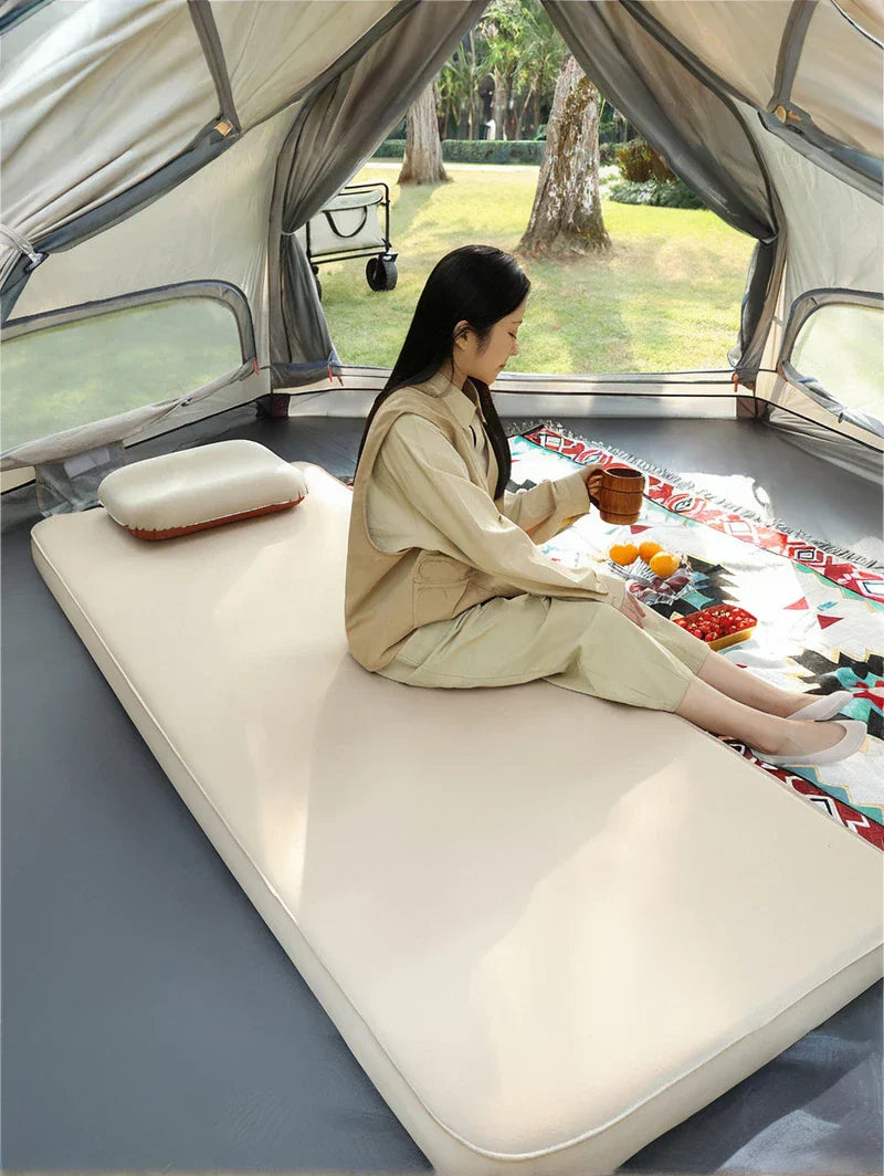 Self-Inflating Camping Single Folding Air Mat Grey Camping & Hiking - Tophatter Daily Deals