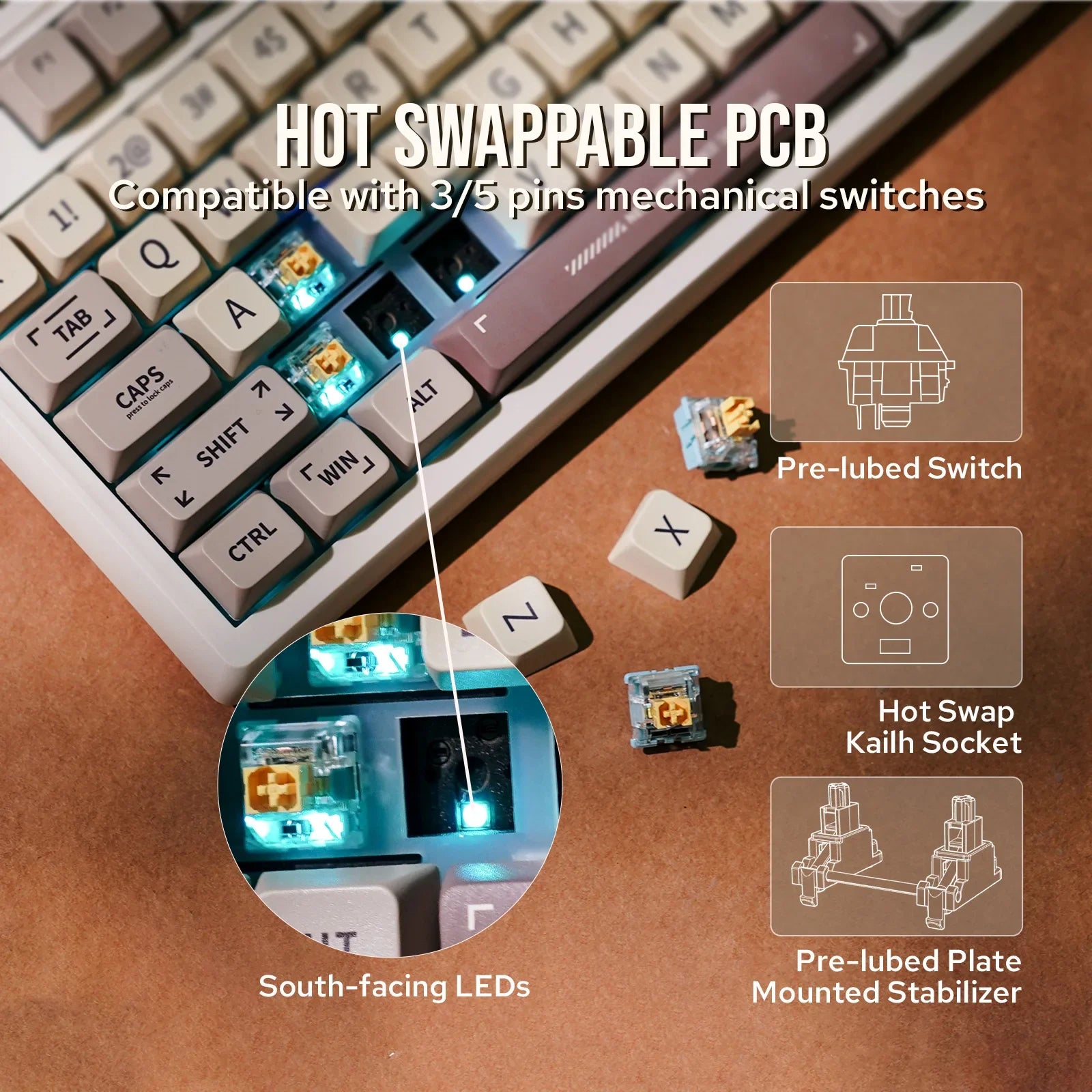Mechanical Keyboard 97Key 95 Percent Gasket Mini Display - Tophatter Daily Deals