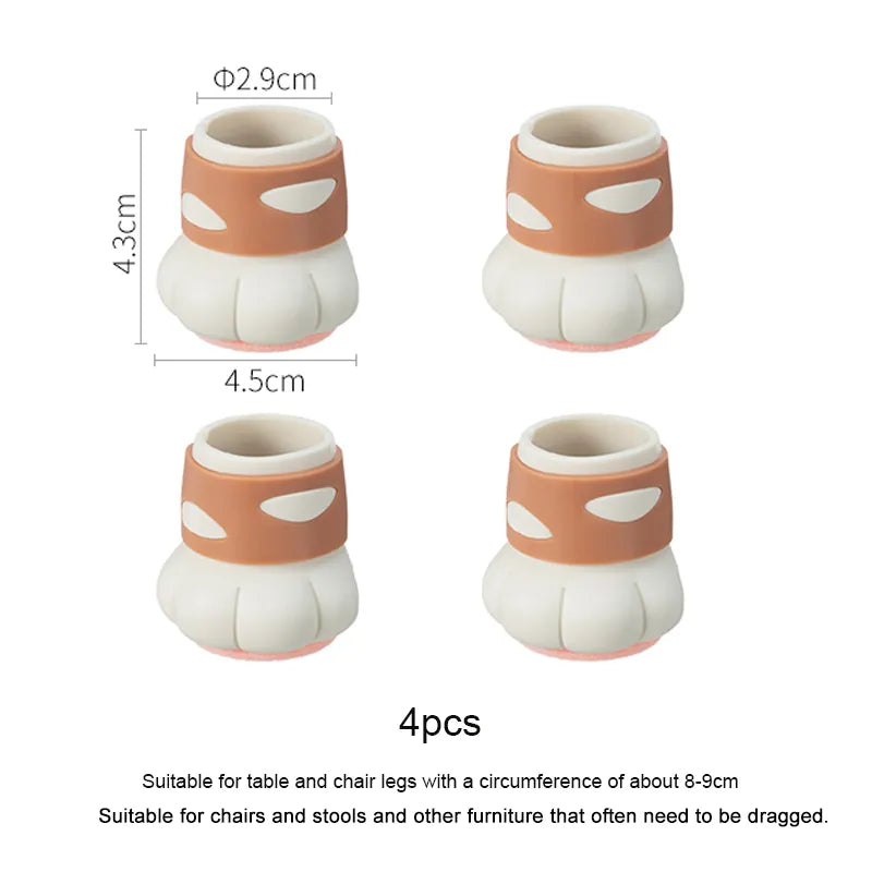 Silicone Chair Leg Caps Cat Claw Foot Pads Home Decor Felt style x 4 Animals - Tophatter Daily Deals