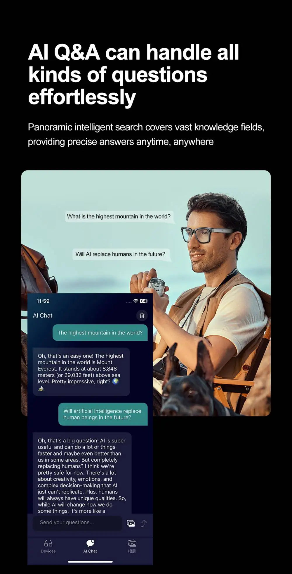 AI Smart Glasses 720P Translation Camera Sunglasses - Tophatter Daily Deals