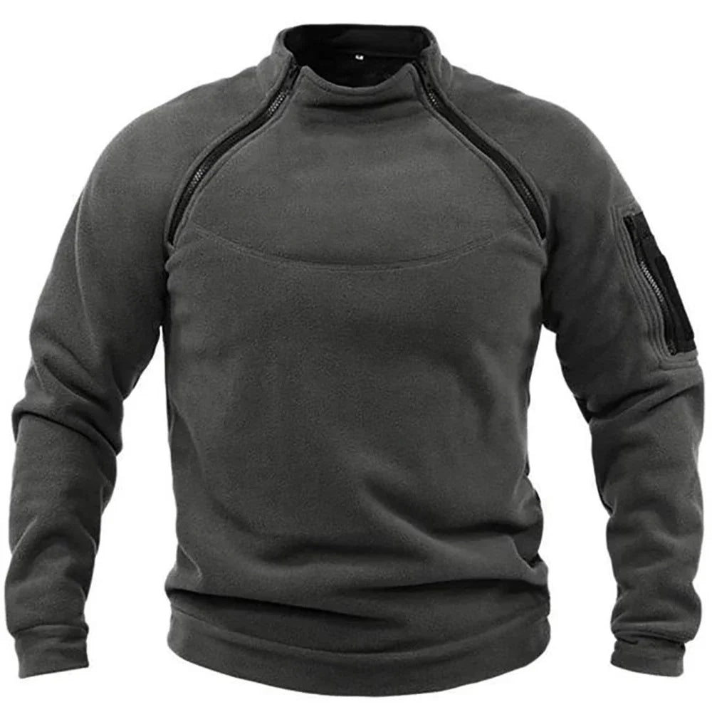 Men's Tactical Fleece Pullover Jacket Outdoor Hiking (Dark Grey) Apparel & Accessories > Clothing > Clothing Tops > Sweaters - Tophatter Daily Deals