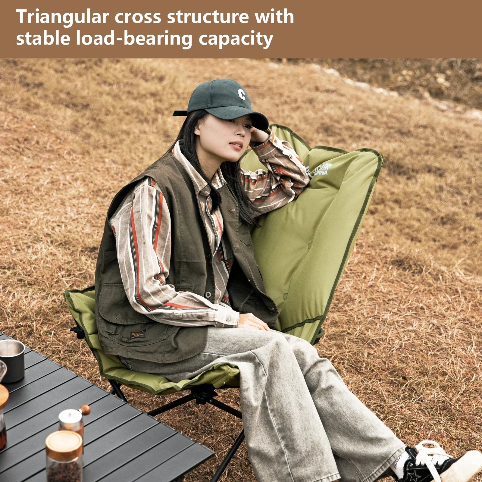 High-Back Moon Chair with Hollow Cotton Padding Green Camp Furniture - Tophatter Daily Deals