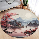 Koi Fish Round Rug Japanese Water Ink Floor Decor Serene DD-7868AH - Tophatter Daily Deals
