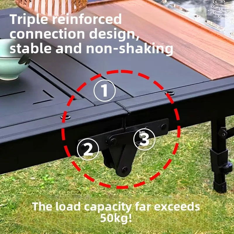 Folding Camping Table Adjustable IGT-Compatible Black Camp Furniture - Tophatter Daily Deals