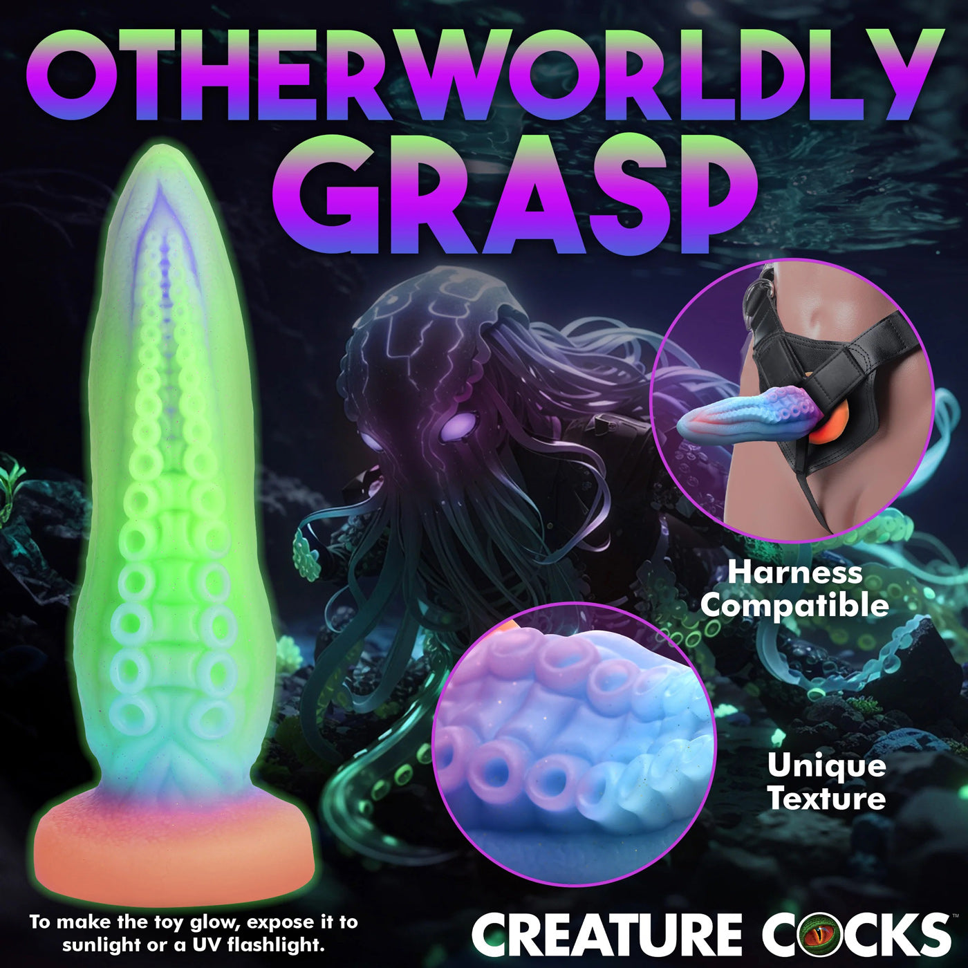 Creature Cocks Tenta Cock Glow In The Dark – Textured Dildo > Dildos > Fantasy - Tophatter Daily Deals