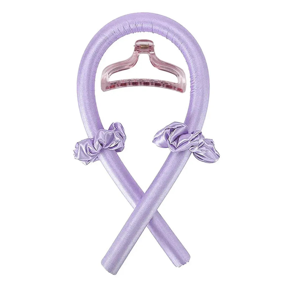 Heatless Curling Rod Headband No Heat Silk Curls Ribbon Hair Rollers Sleeping Soft Headband Lazy Hair Curlers Hair Styling Tools Purple with Clip CHINA - Tophatter Daily Deals