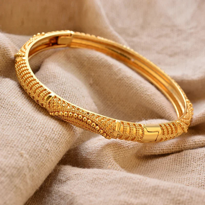 Gold Plated Bangles Luxury Arabic Wedding Bracelet - Tophatter Daily Deals