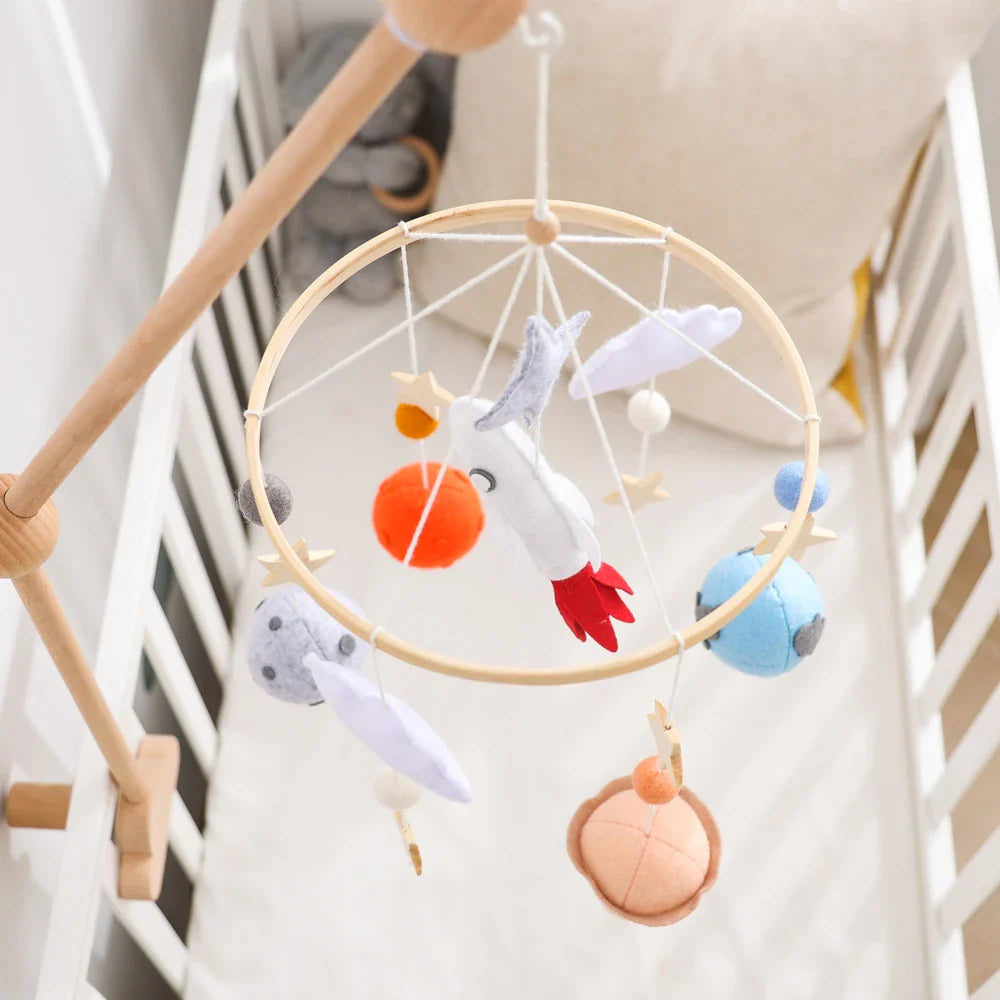 Wooden Rocket Crib Mobile Newborn Sensory Toys Soothing - Tophatter Daily Deals