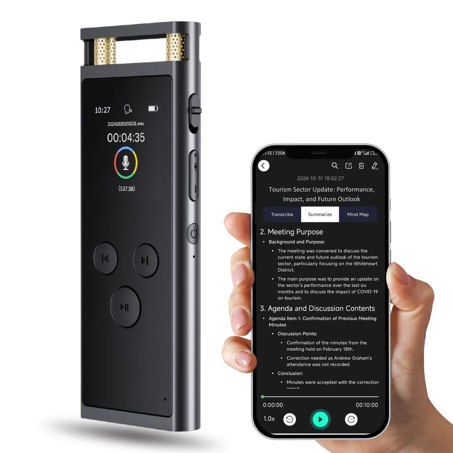 AI Voice Recorder 64GB Aluminum Dictaphone Transcribe Space Gray 64 GB - Tophatter Daily Deals