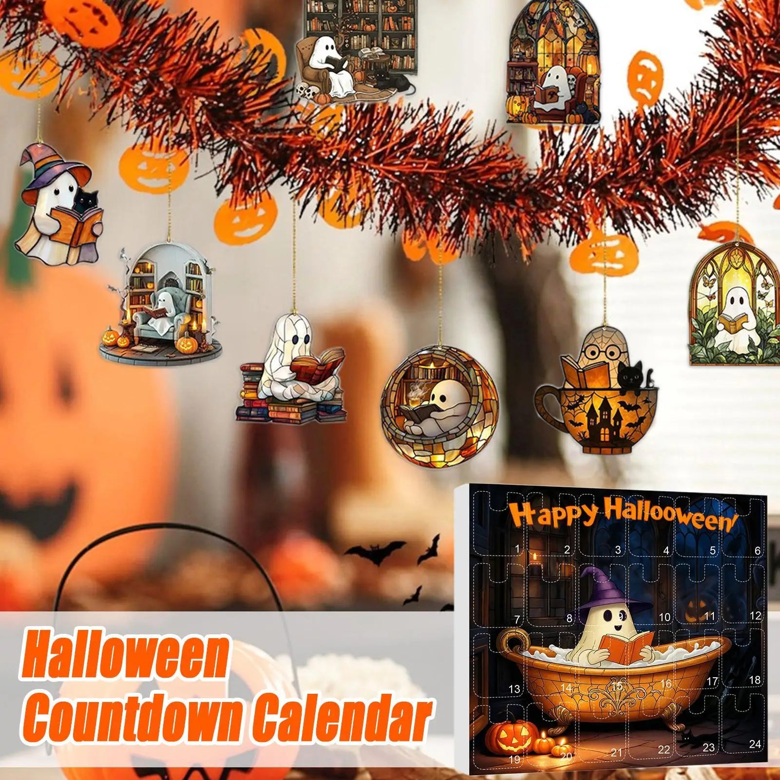 Halloween Advent Calendar 24 Days Ghost Pendant Decor - Tophatter Daily Deals