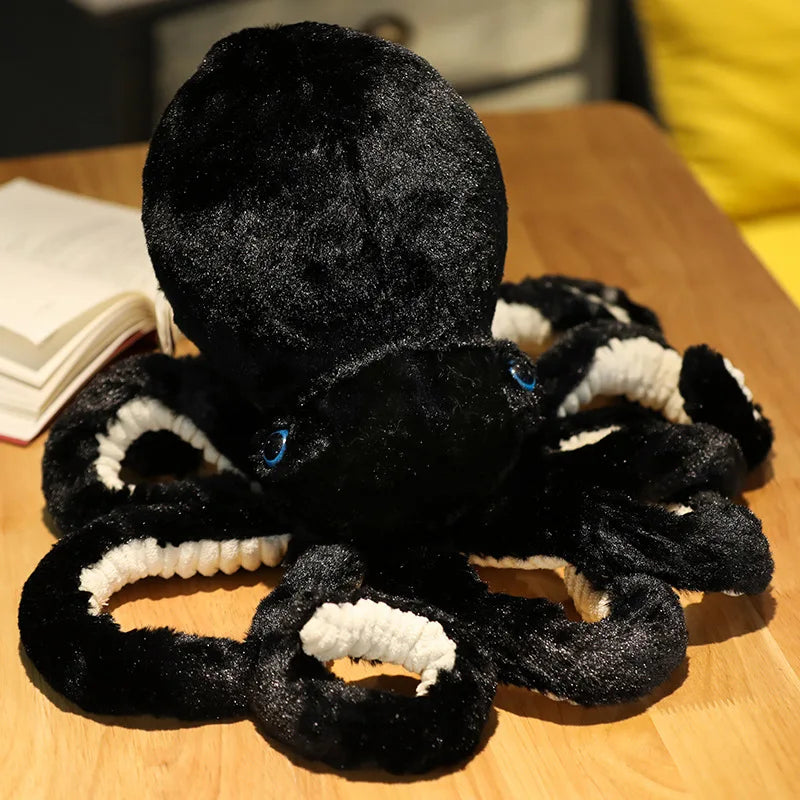 Plush Octopus Toy Lifelike Stuffed Sea Creature Pillow Black MH - Tophatter Daily Deals