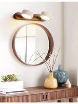 Japandi Wabi Sabi Round LED Wall Light With Mirror Bathroom - Tophatter Daily Deals