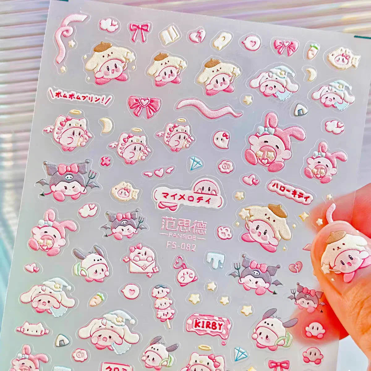 Kirby Waterproof Embossed Decorative Stickers Anime - Tophatter Daily Deals