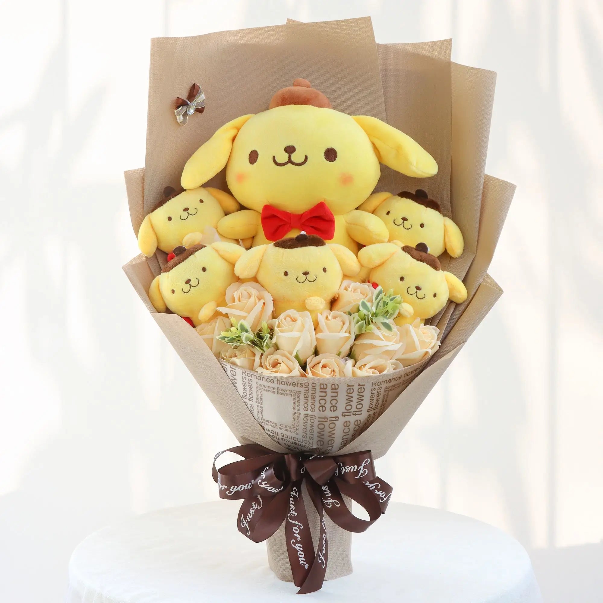Sanrio Kawaii Plush Bouquet Cute Soft Stuffed Toys PomPomPurin PomPomPurin Flowers - Tophatter Daily Deals