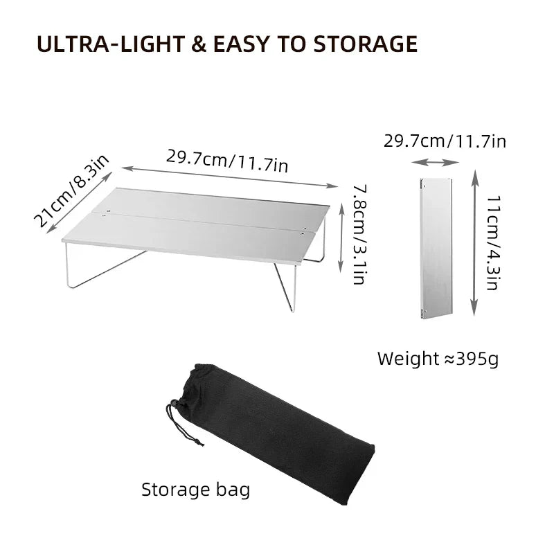 Ultralight Mini Folding Camping Table Silver Camp Furniture - Tophatter Daily Deals