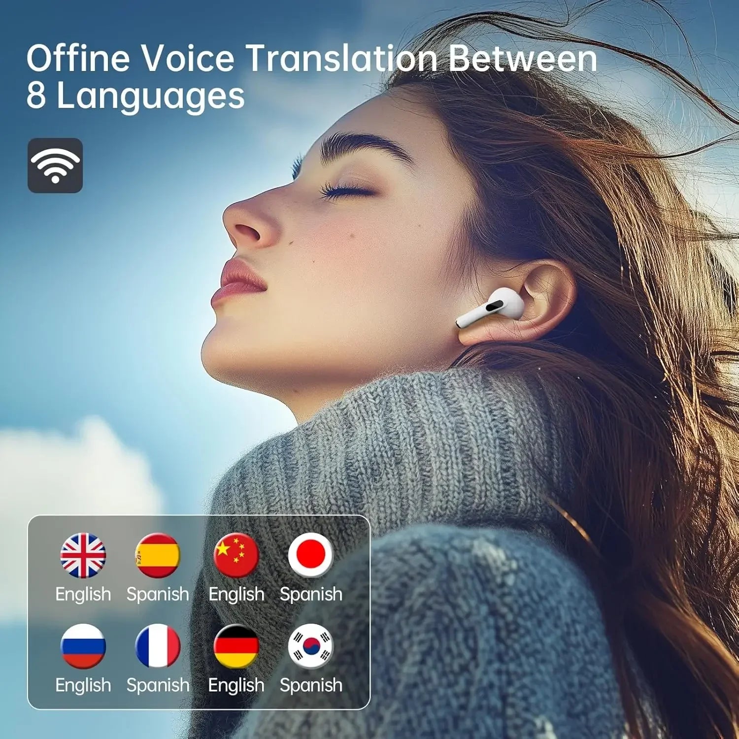 AI Translator Earbuds Offline 144 Languages 60H Case - Tophatter Daily Deals