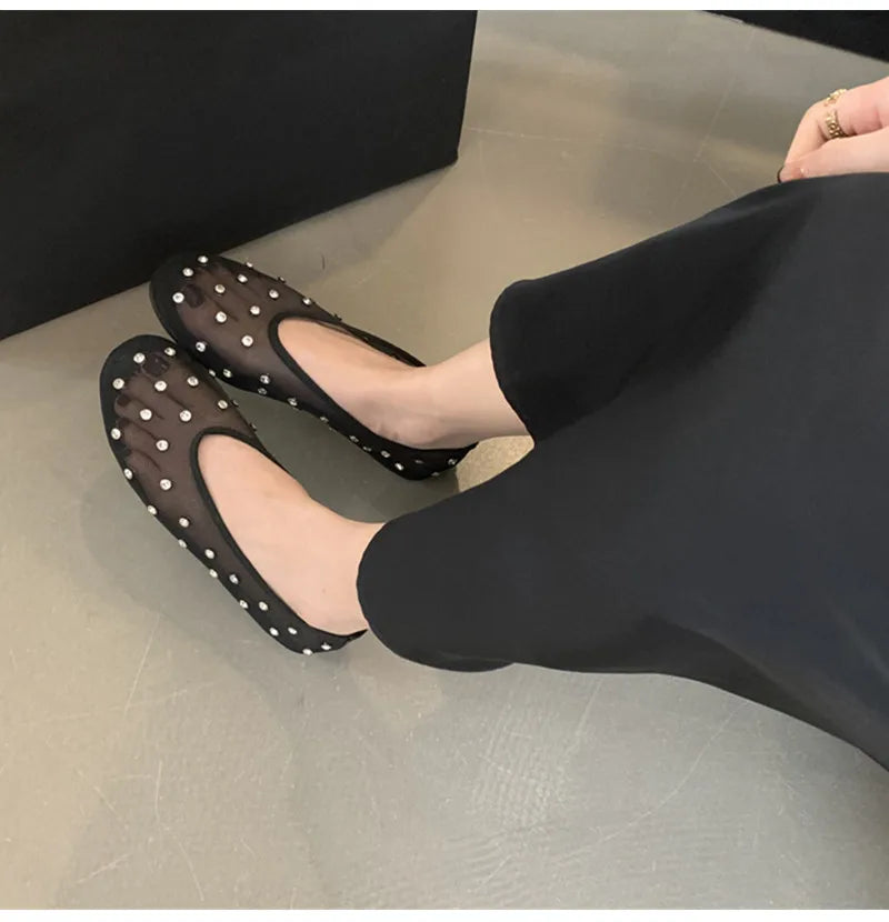 Breathable Women Ballet Flats - Mesh Crystal, Casual Walking - Tophatter Daily Deals