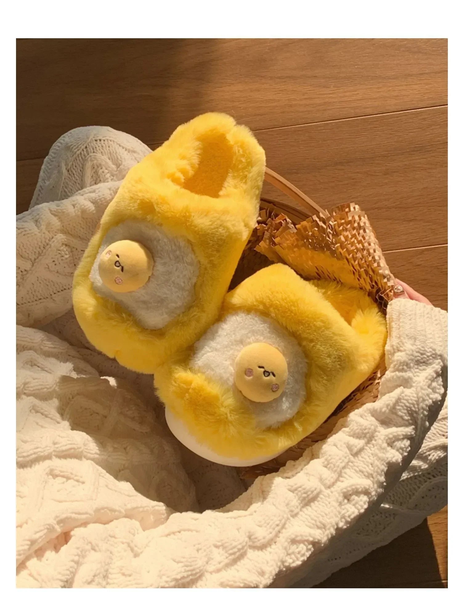 Sanrio Gudetama Cute Soft Fluffy Home Slippers Warm Plush Shoes Food - Tophatter Daily Deals